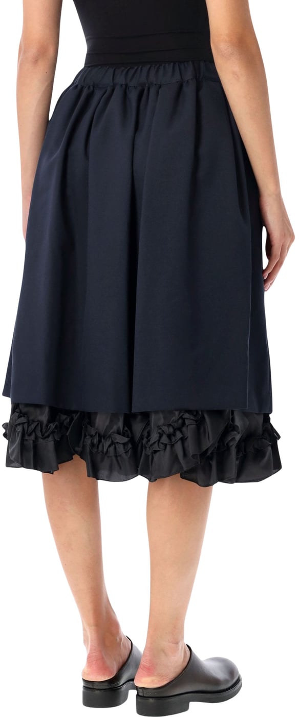 Skirt Ruffle Bottom Navy X Black