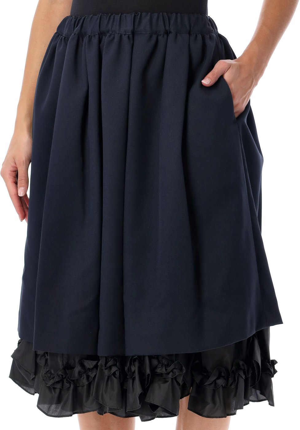 Skirt Ruffle Bottom Navy X Black
