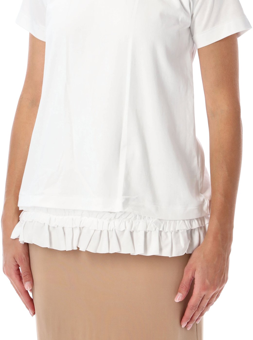 Tshirt Ss Rufle Bottom Bianco