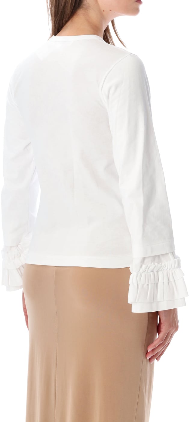 Tshirt Ls Rufle Sleeve Bianco