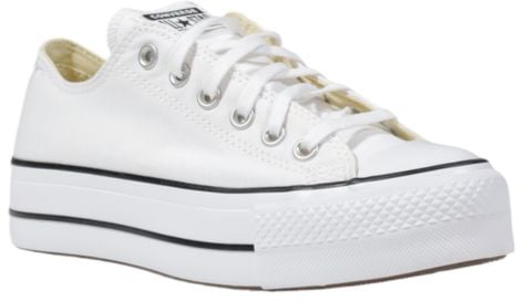 Converse White Fabric Platform Sneakers