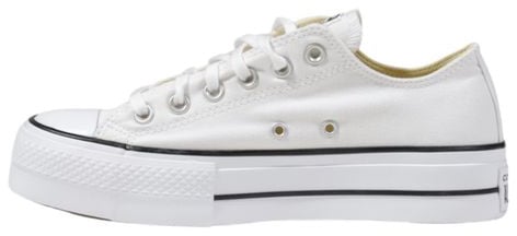 Converse White Fabric Platform Sneakers