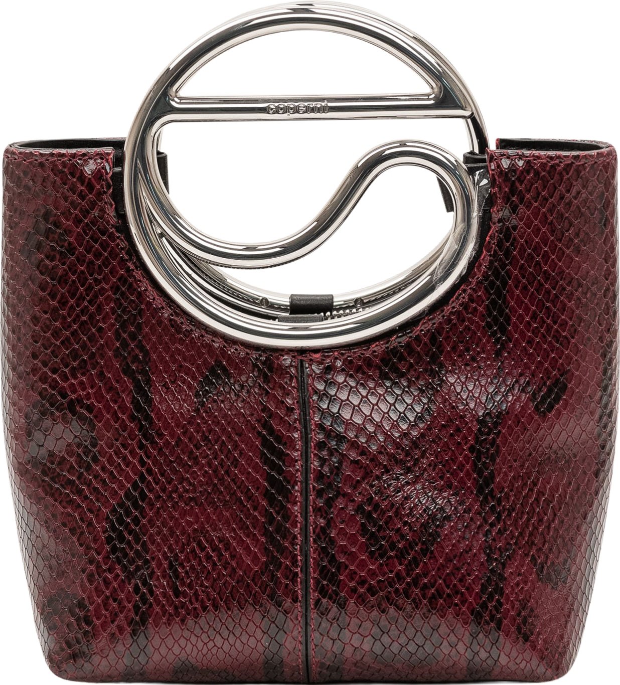 Borsa Mini con Stampa Rettile e Manico Circolare