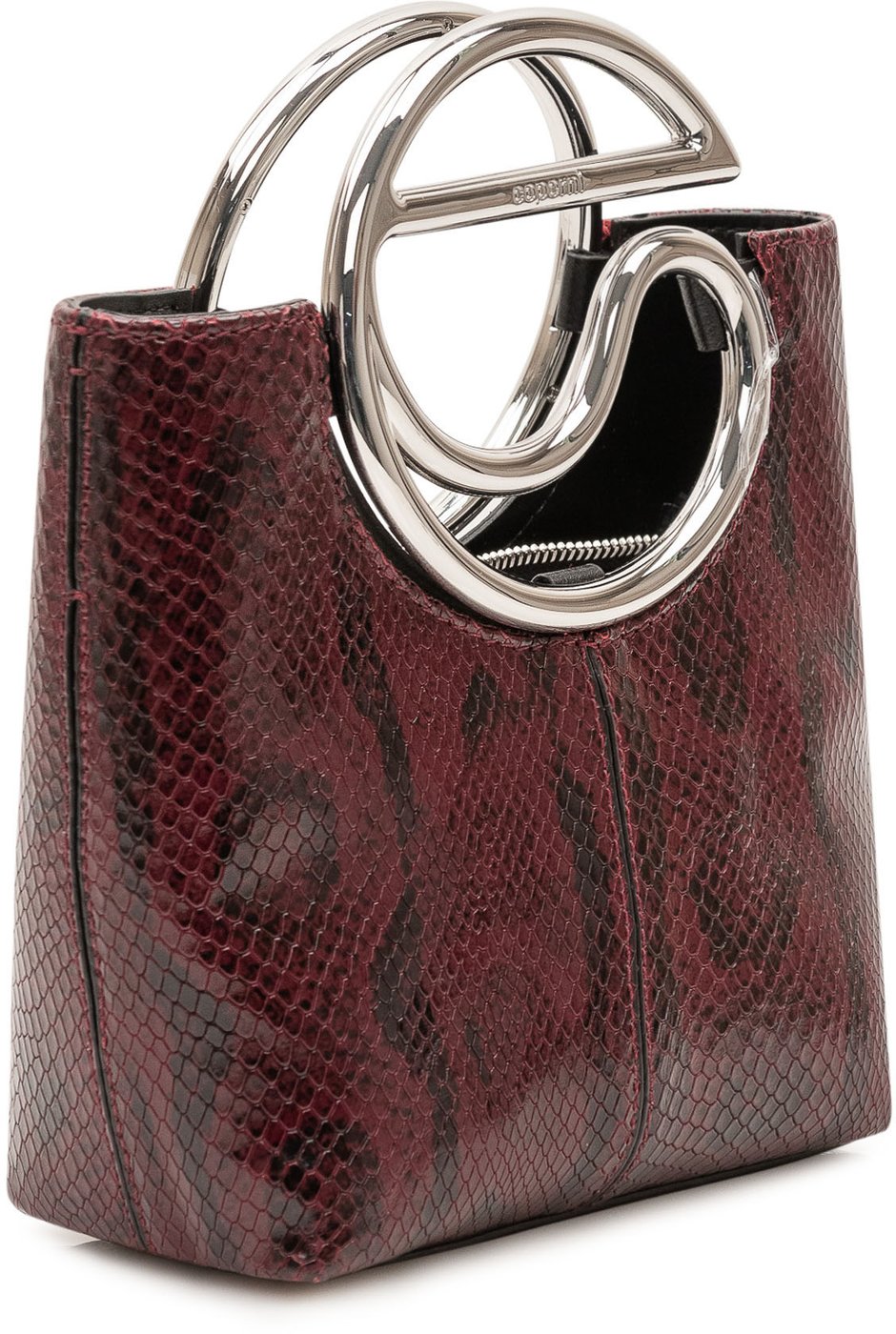 Borsa Mini con Stampa Rettile e Manico Circolare