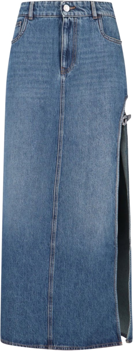 Midi Denim Skirt With Side Slit