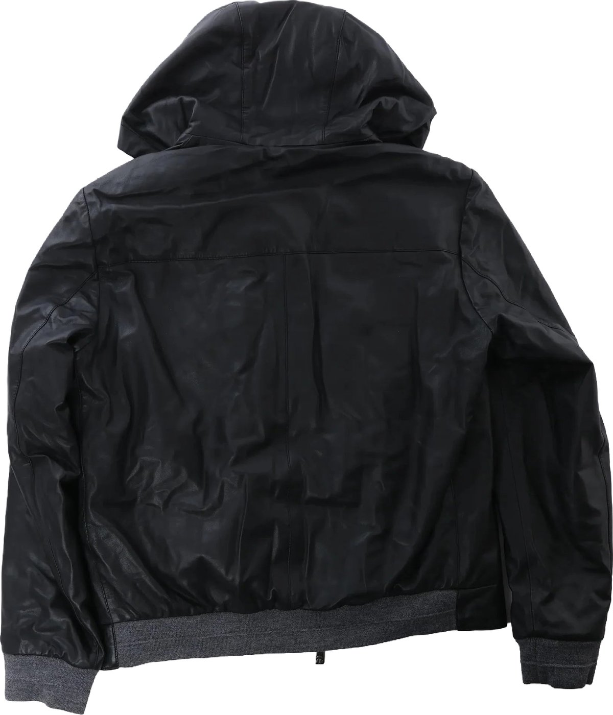 Corneliani Leather Double Side Jacket in Black, Size 50 IT