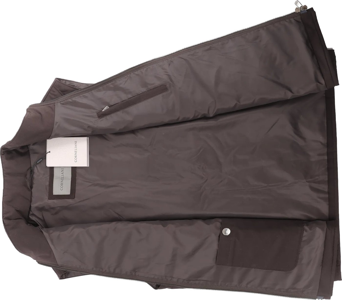 Corneliani Quilted Zip Gilet in Brown, Size 50 IT