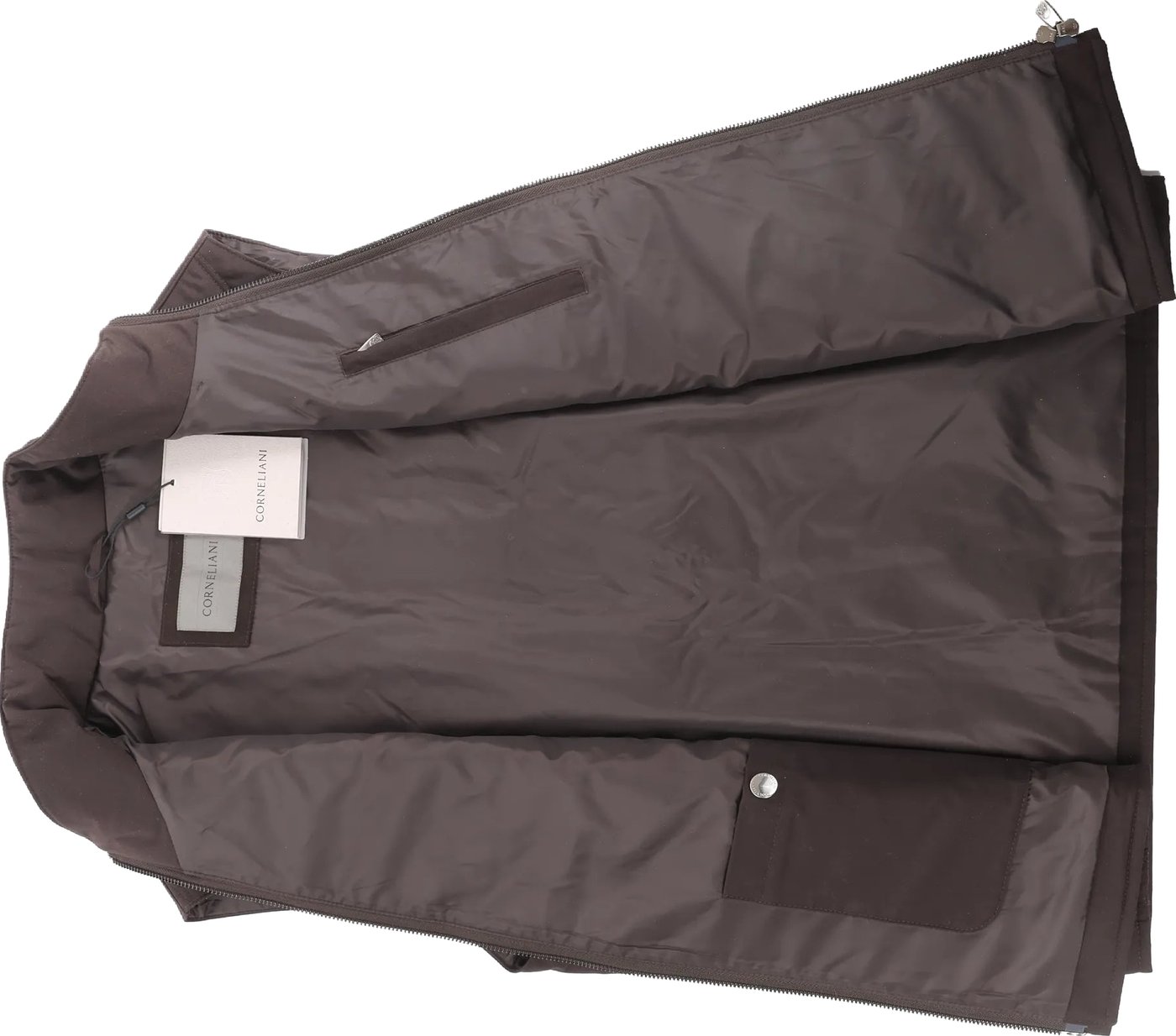 Corneliani Quilted Zip Gilet in Brown, Size 50 IT