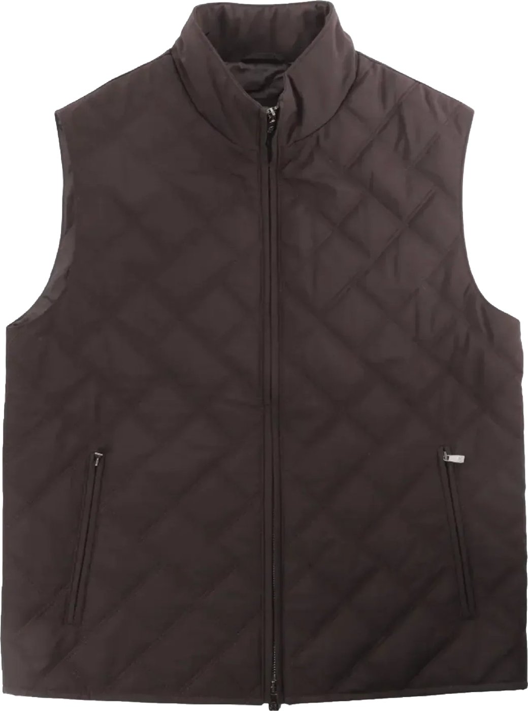 Corneliani Quilted Zip Gilet in Brown, Size 50 IT