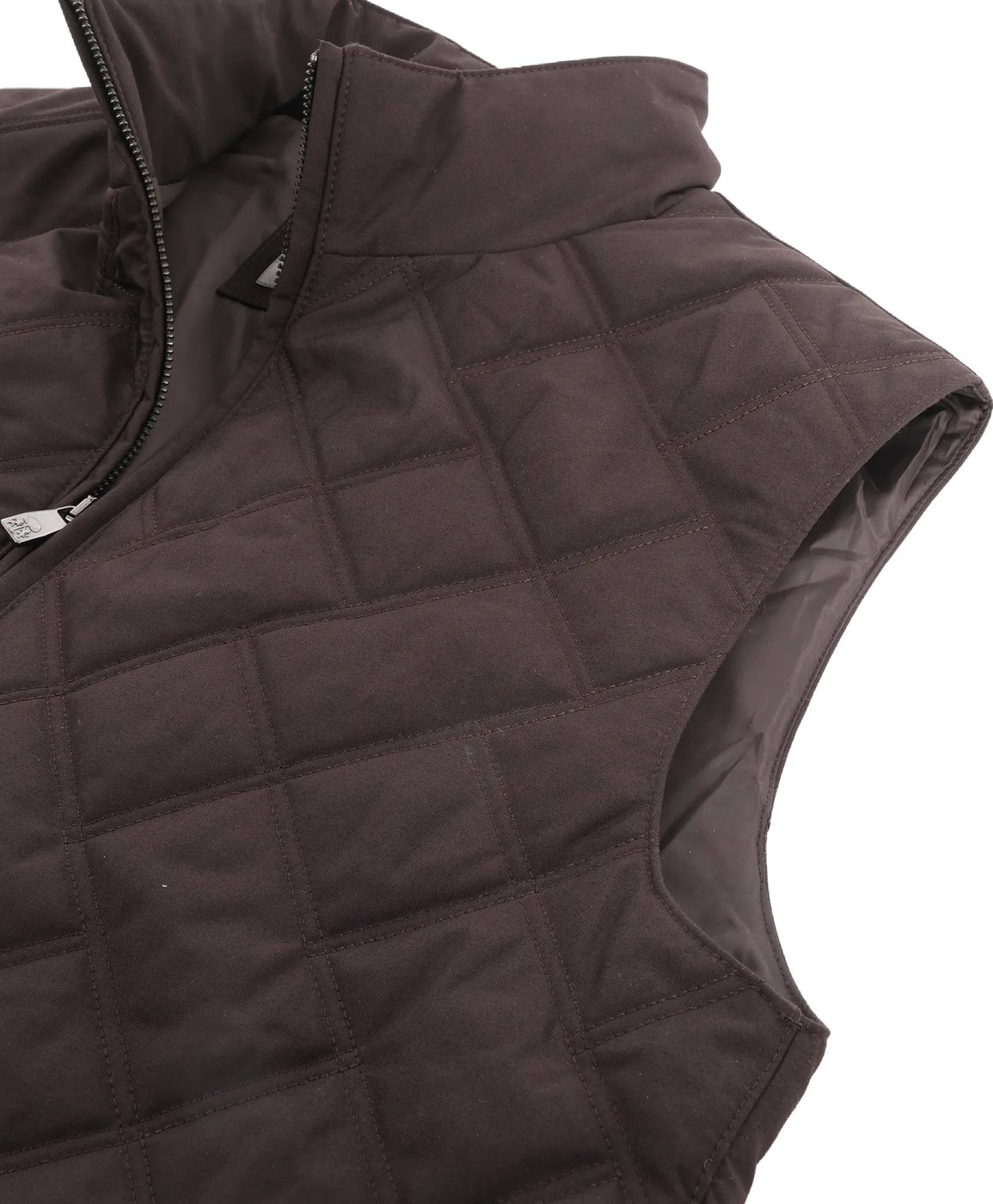 Corneliani Quilted Zip Gilet in Brown, Size 50 IT