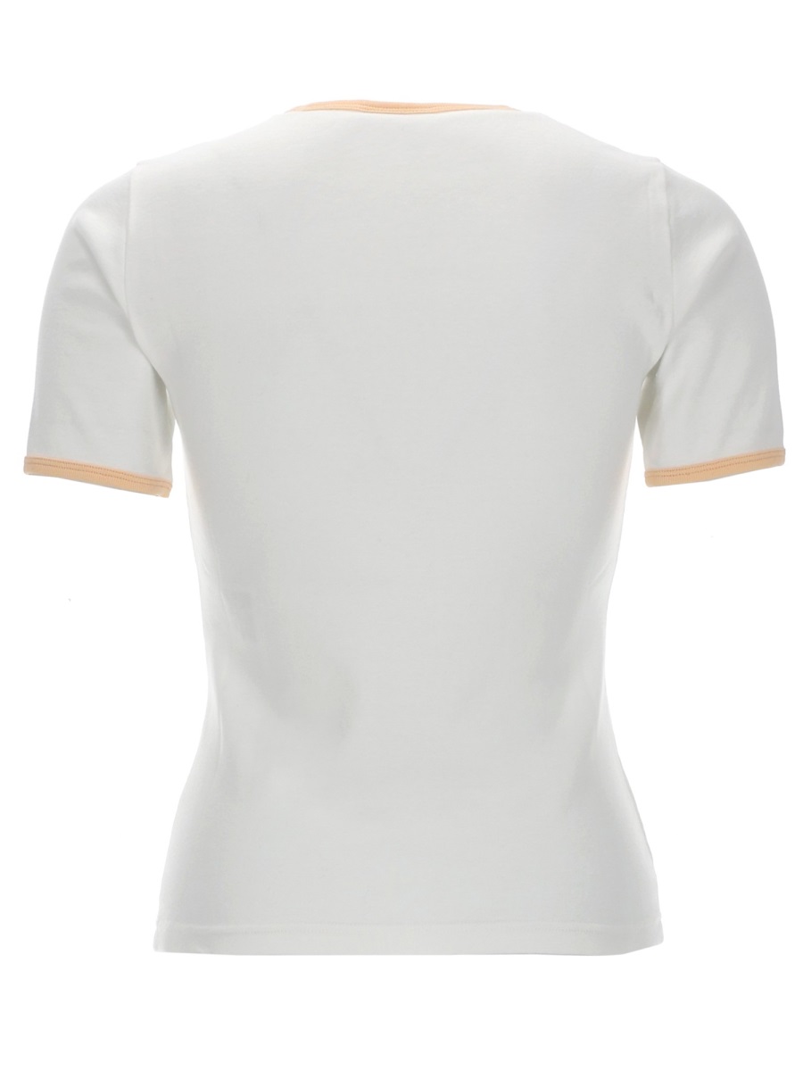 White Peach Trim Logo Fitted T-Shirt