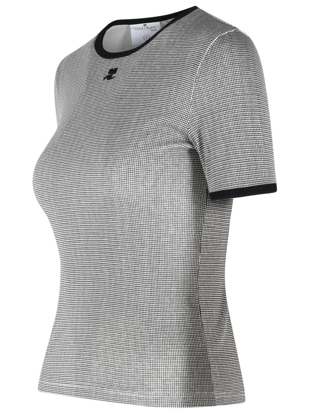 Micro-Check Cotton Fitted T-Shirt