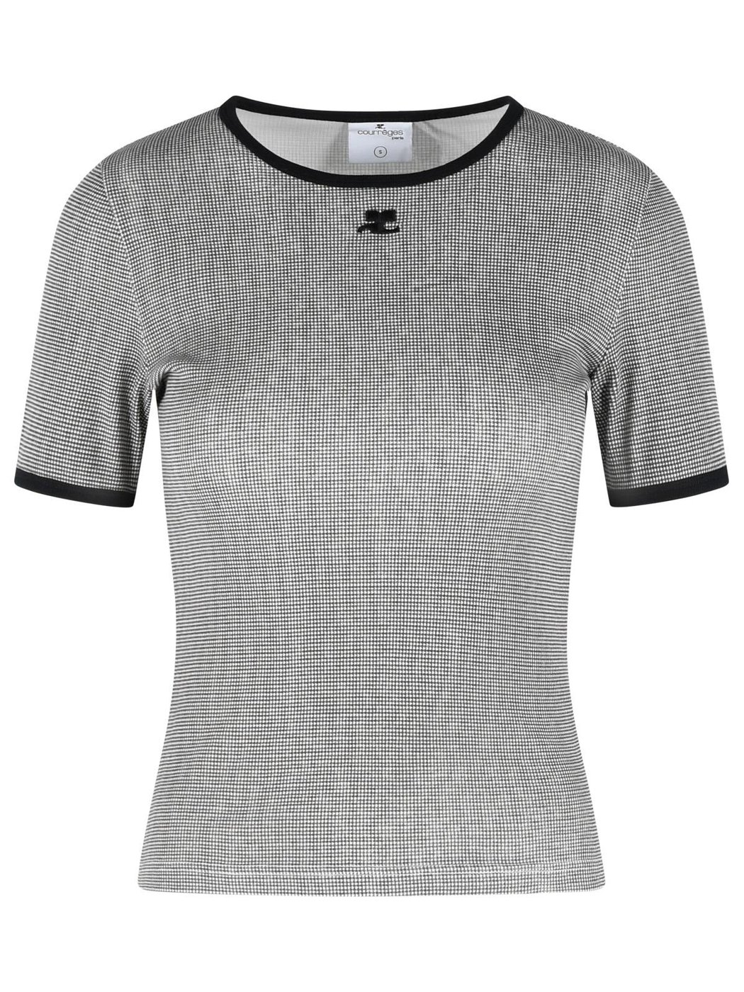 Micro-Check Cotton Fitted T-Shirt