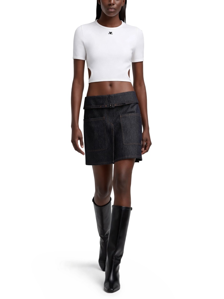 Cropped Cut-Out Sides Logo T-Shirt