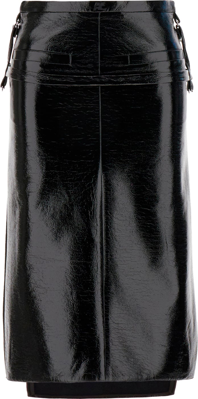 Courreges Black stretch vinyl skirt