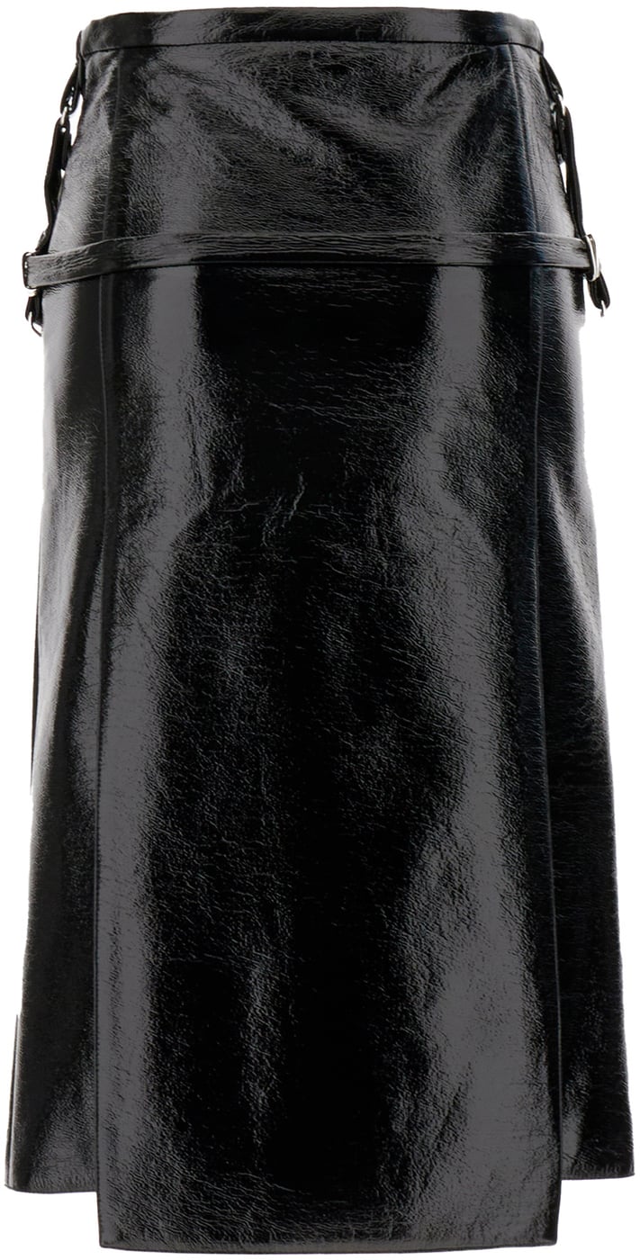 Courreges Black stretch vinyl skirt