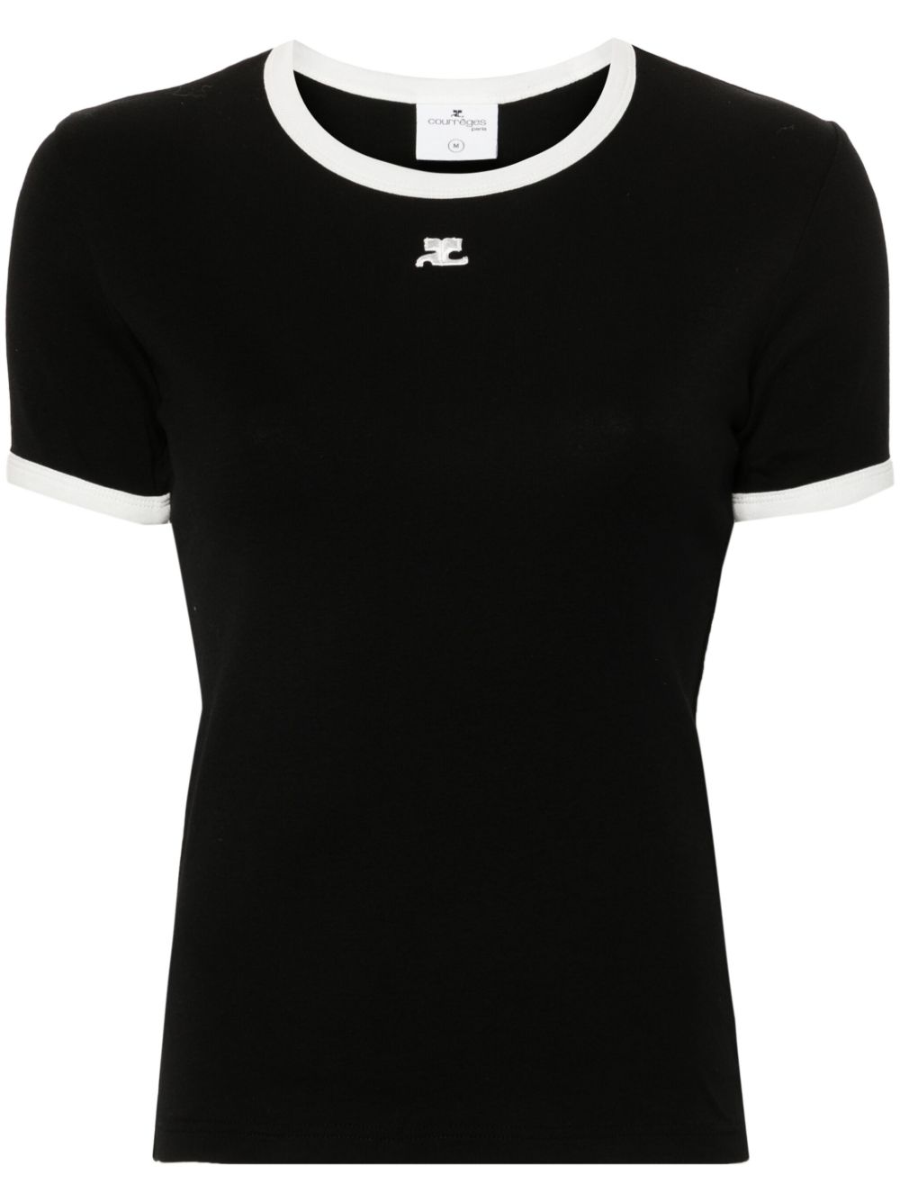 Black Fitted Short-Sleeve Contrasting T-Shirt