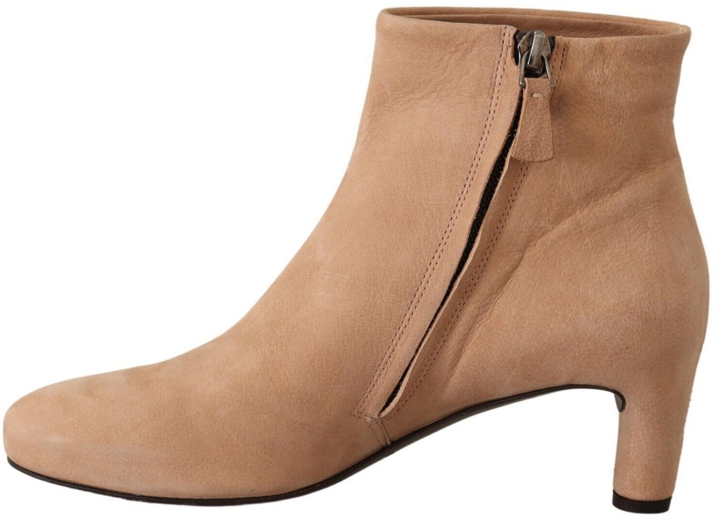 DEL CARLO Beige Suede Leather Mid Heels Pumps Boots Shoes