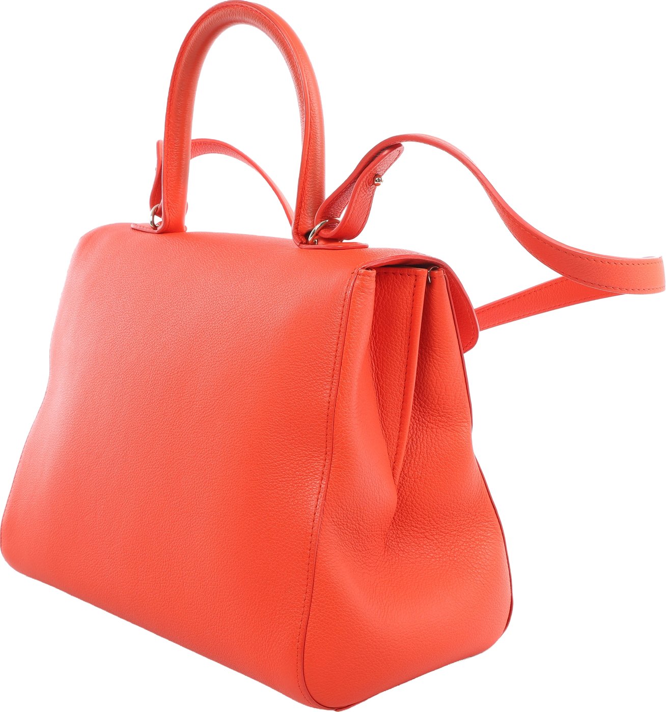 Delvaux Brillant MM Leather 2Way Handbag in Orange