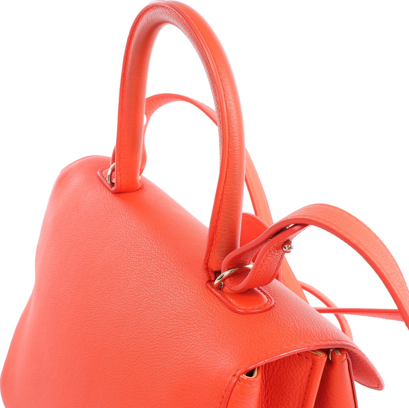 Delvaux Brillant MM Leather 2Way Handbag in Orange