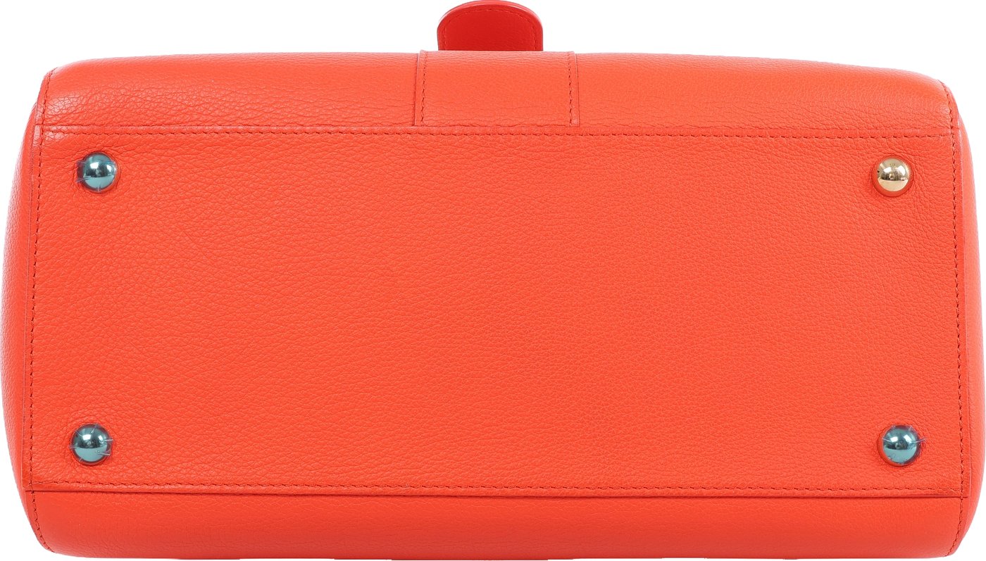 Delvaux Brillant MM Leather 2Way Handbag in Orange