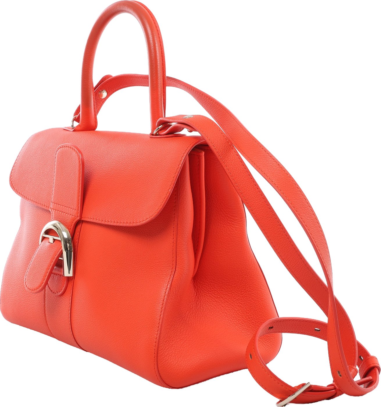 Delvaux Brillant MM Leather 2Way Handbag in Orange
