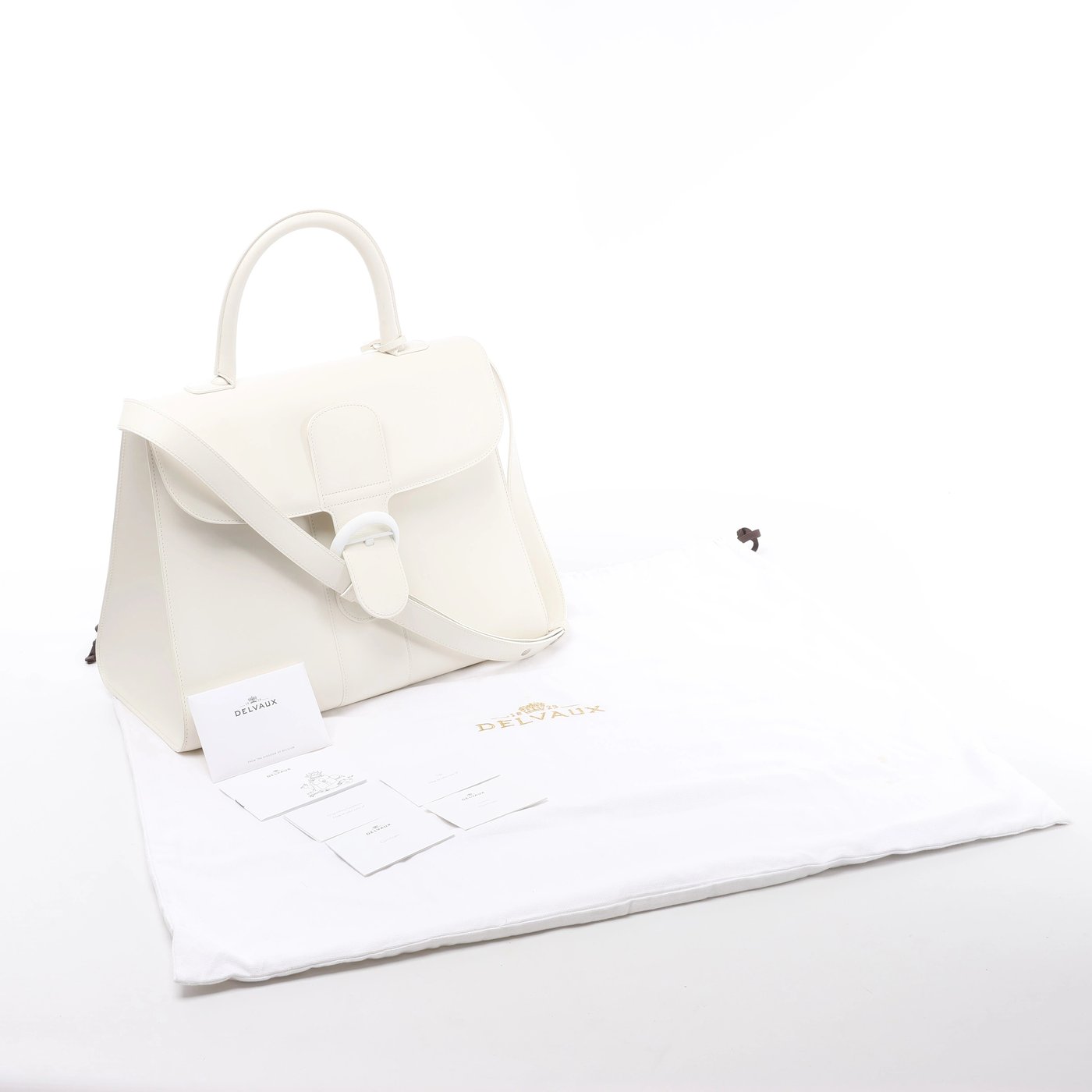Delvaux Brillon GM Leather 2 Way Handbag White