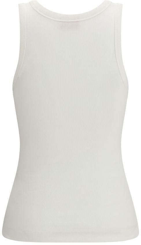 Diesel White Cotton Sleeveles T-Shirt