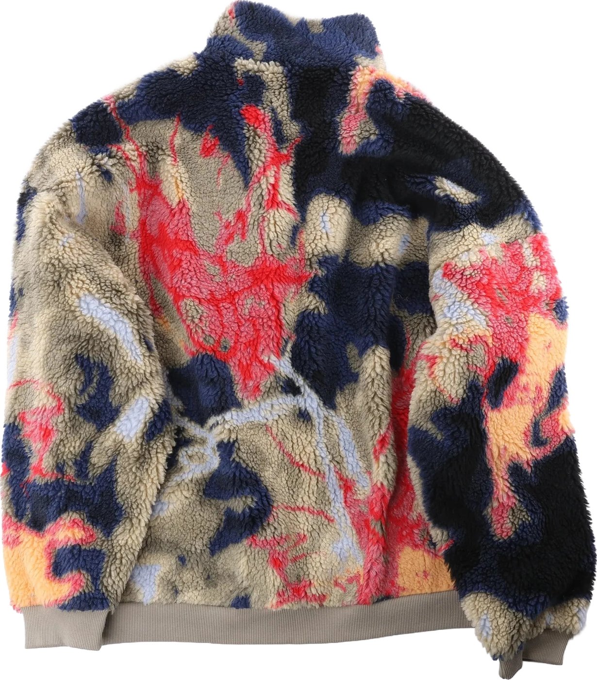 Diesel S-LUKE GIACCA Teddy-fleece Jacket with Graffiti Motif in Brown x Red, Size XXL