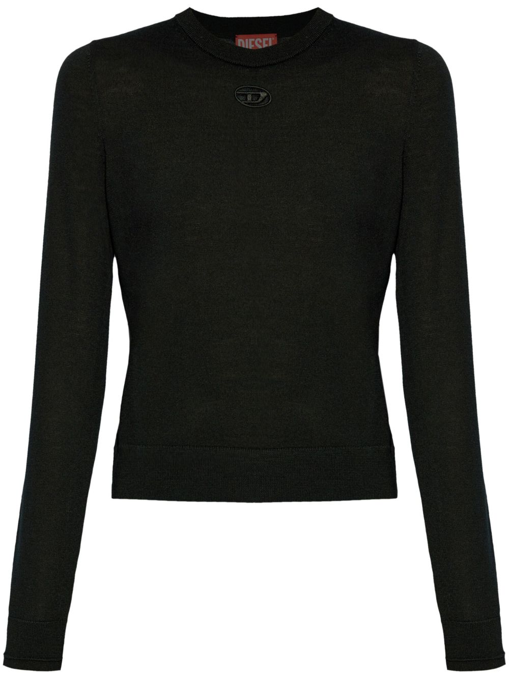 Ribbed Knit Sweater With Cut-Out Logo Detail