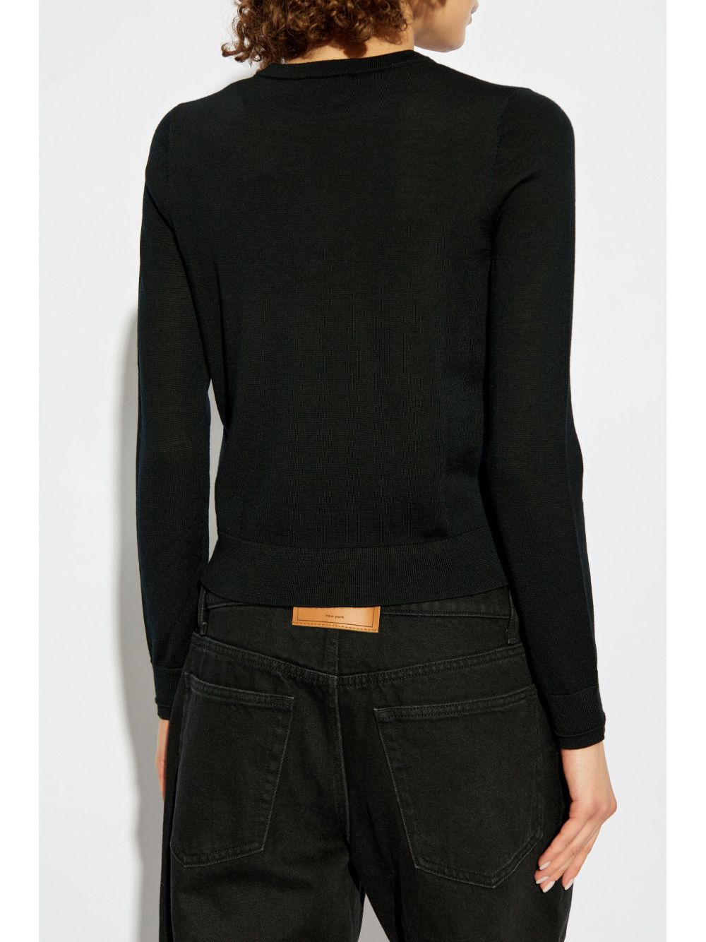 Ribbed Knit Sweater With Cut-Out Logo Detail