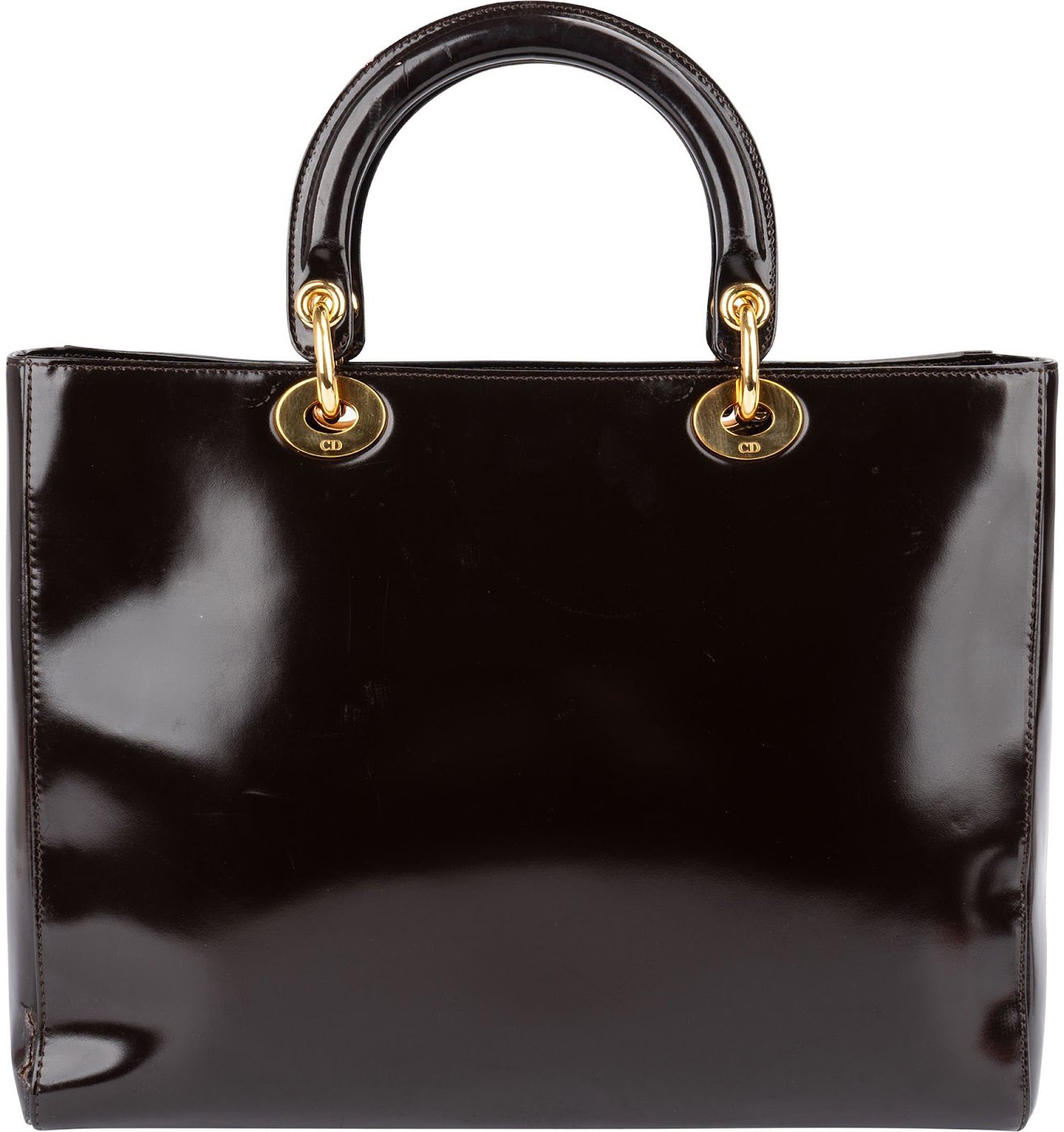 Christian Dior Patent Leather Lady Dior Medium Handbag
