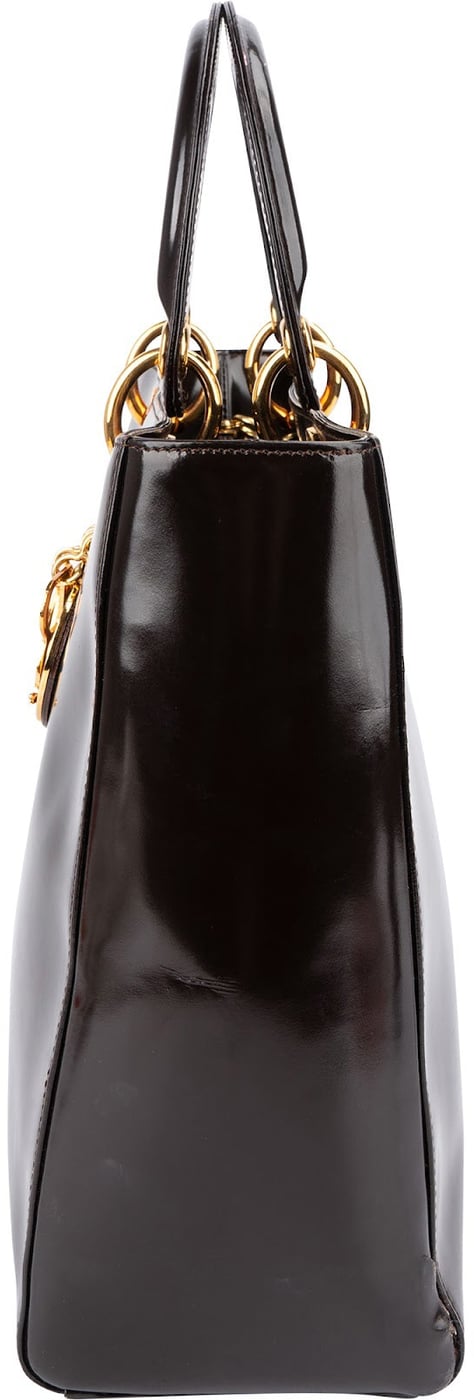 Christian Dior Patent Leather Lady Dior Medium Handbag