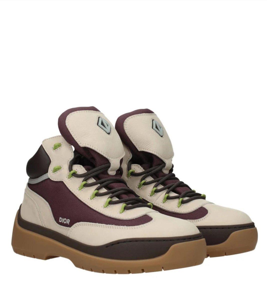 Dior Dean Men Ankle Boot Beige Burgundy