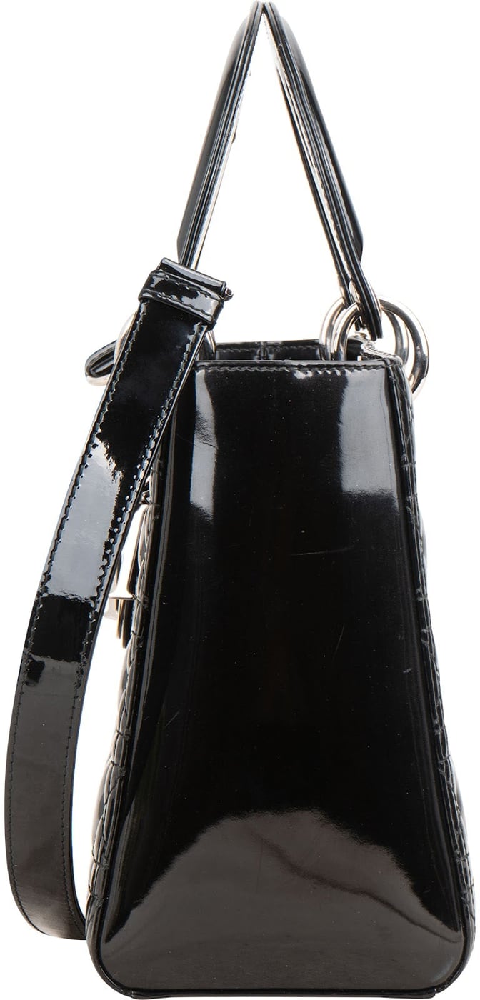 Cristian Dior Quilted Patent Cannage Lady Dior Handbag