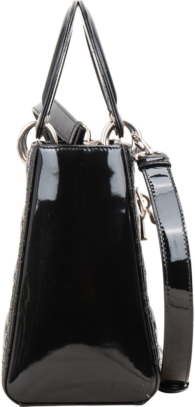 Cristian Dior Quilted Patent Cannage Lady Dior Handbag