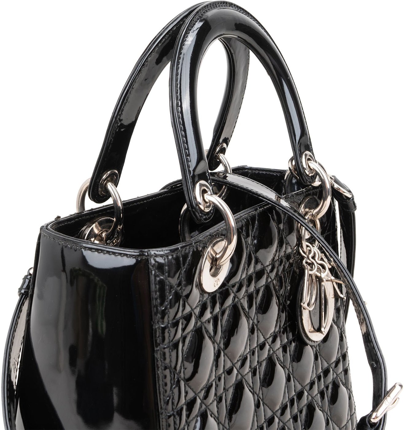 Cristian Dior Quilted Patent Cannage Lady Dior Handbag