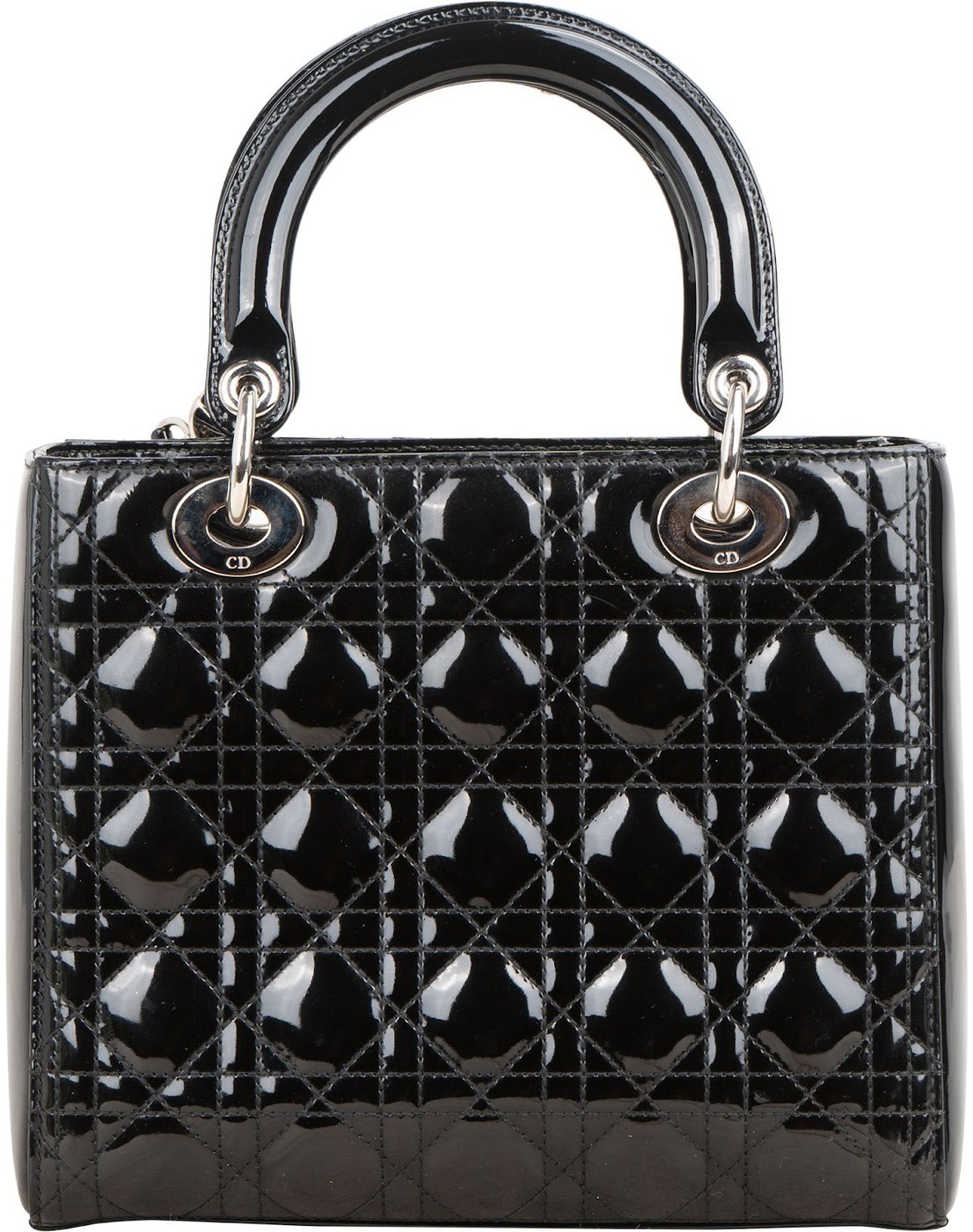 Cristian Dior Quilted Patent Cannage Lady Dior Handbag