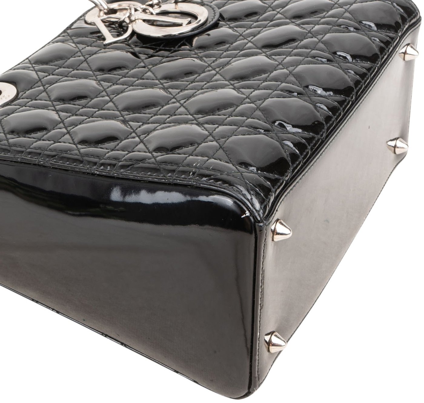Cristian Dior Quilted Patent Cannage Lady Dior Handbag