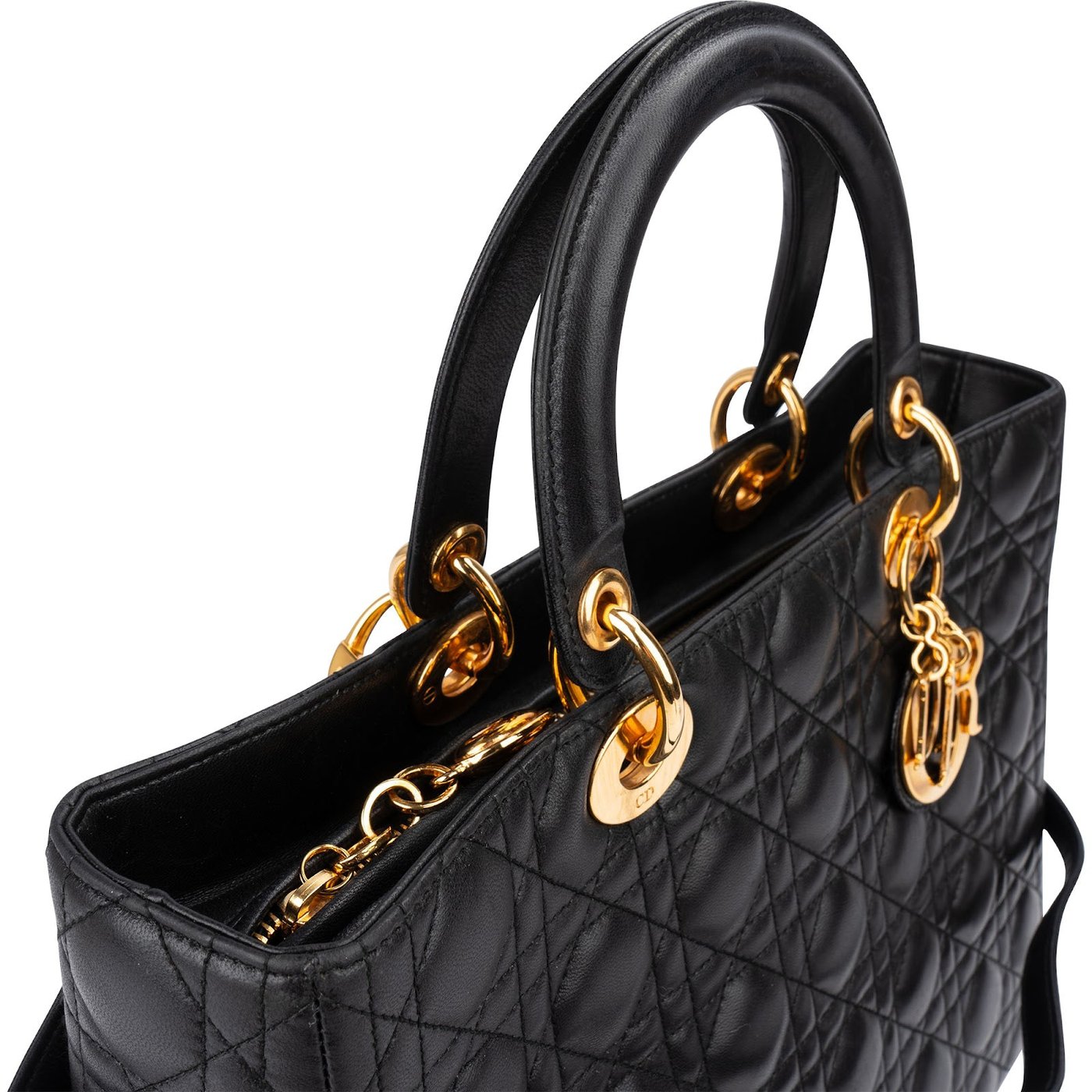 Christian Dior Quilted Cannage Lambskin Lady Dior Handbag