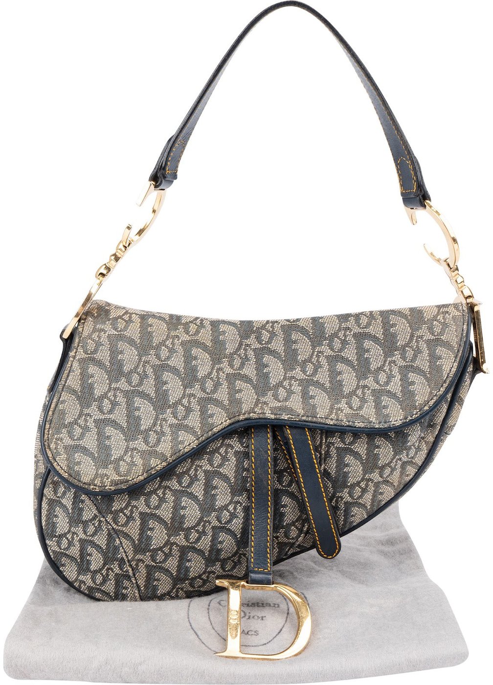 Christian Dior Monogram Oblique Denim Saddle Shoulder Bag