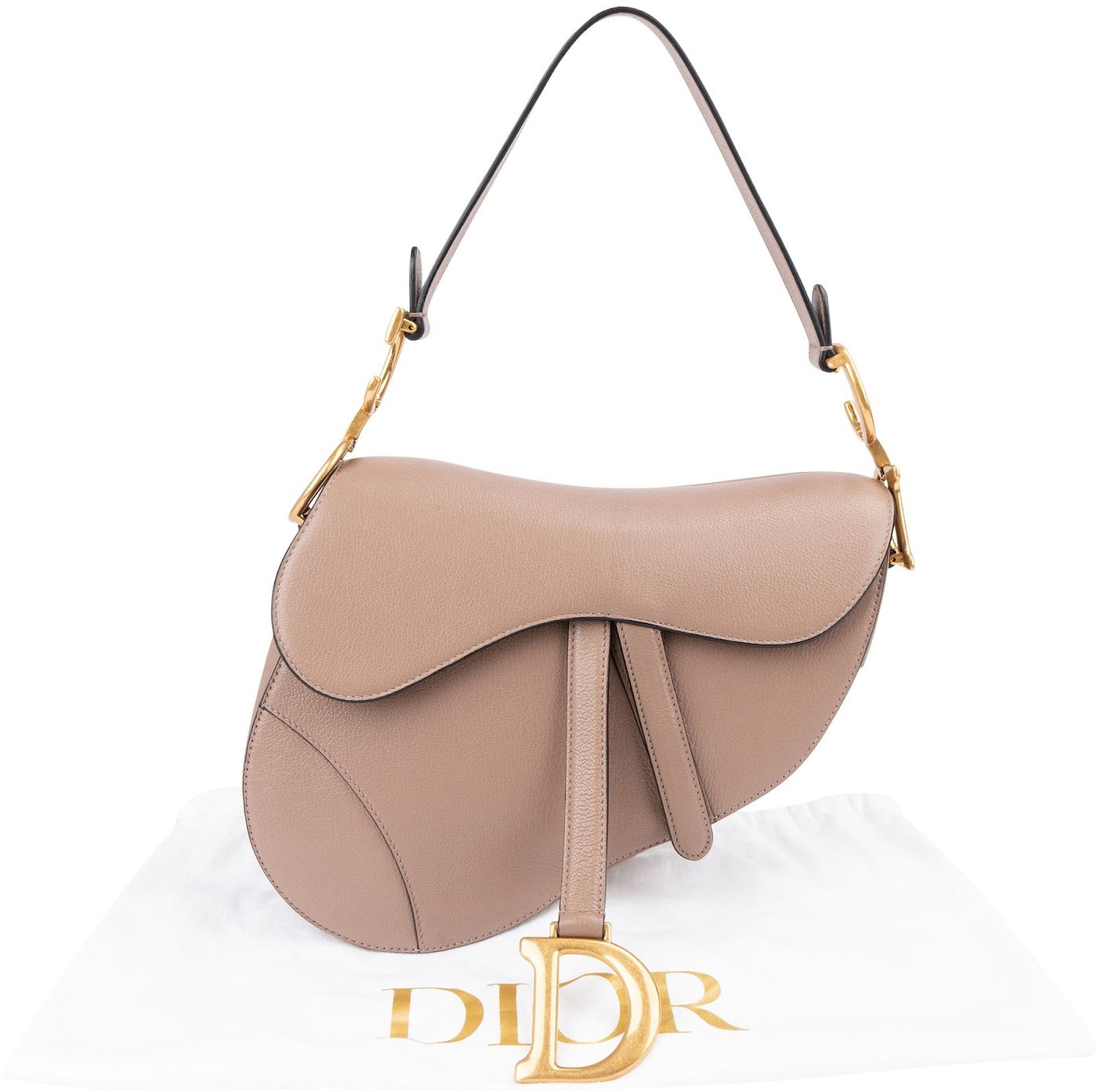 Christian Dior Pink Grained Calfskin Saddle Shoulder Bag