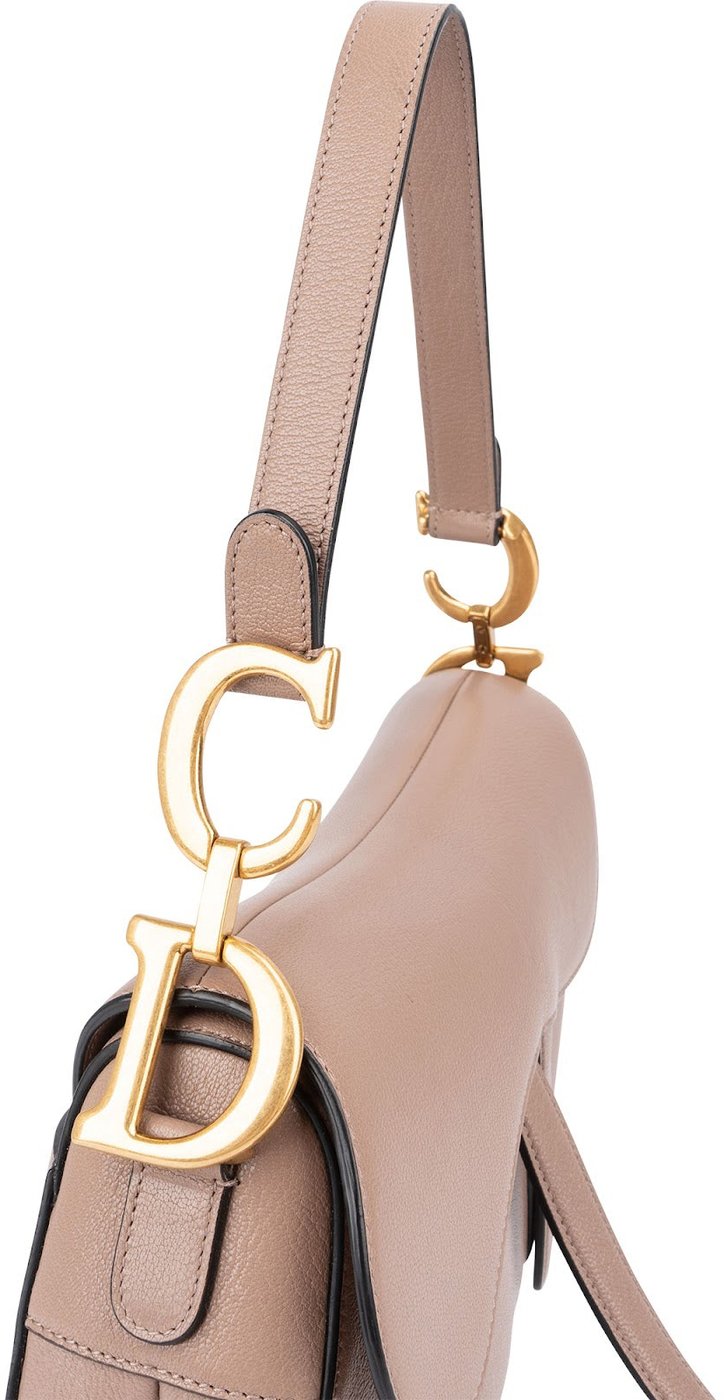 Christian Dior Pink Grained Calfskin Saddle Shoulder Bag