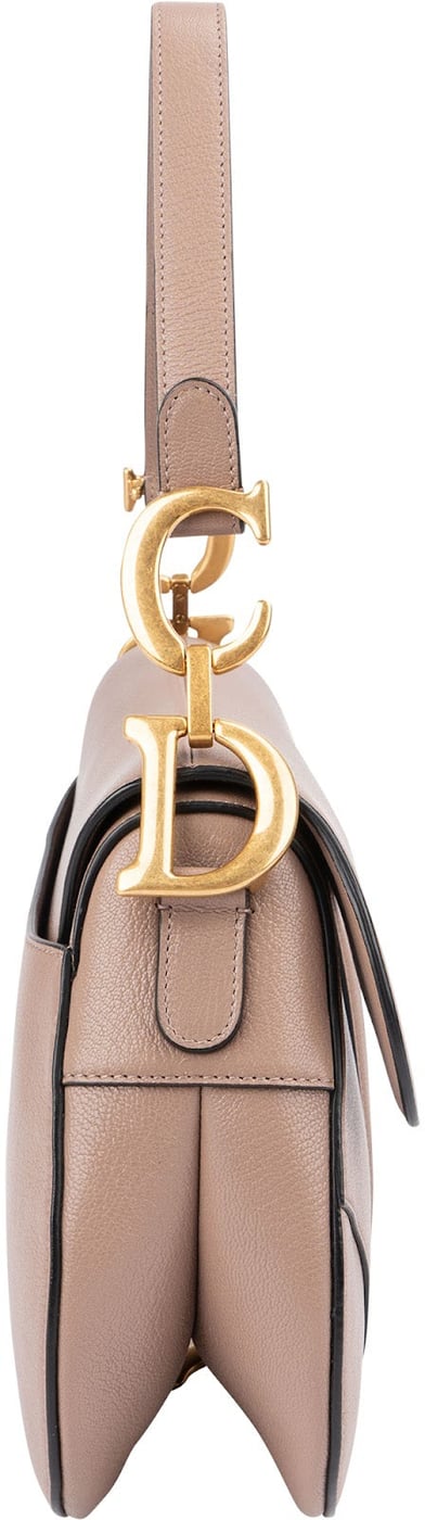 Christian Dior Pink Grained Calfskin Saddle Shoulder Bag