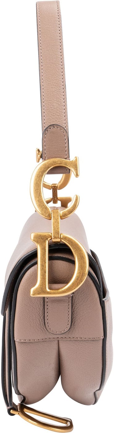 Christian Dior Pink Grained Calfskin Saddle Shoulder Bag