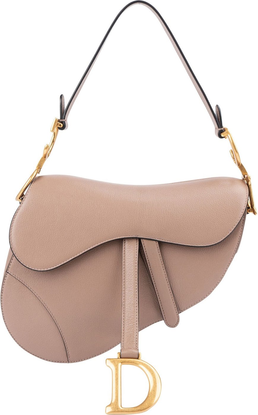 Christian Dior Pink Grained Calfskin Saddle Shoulder Bag