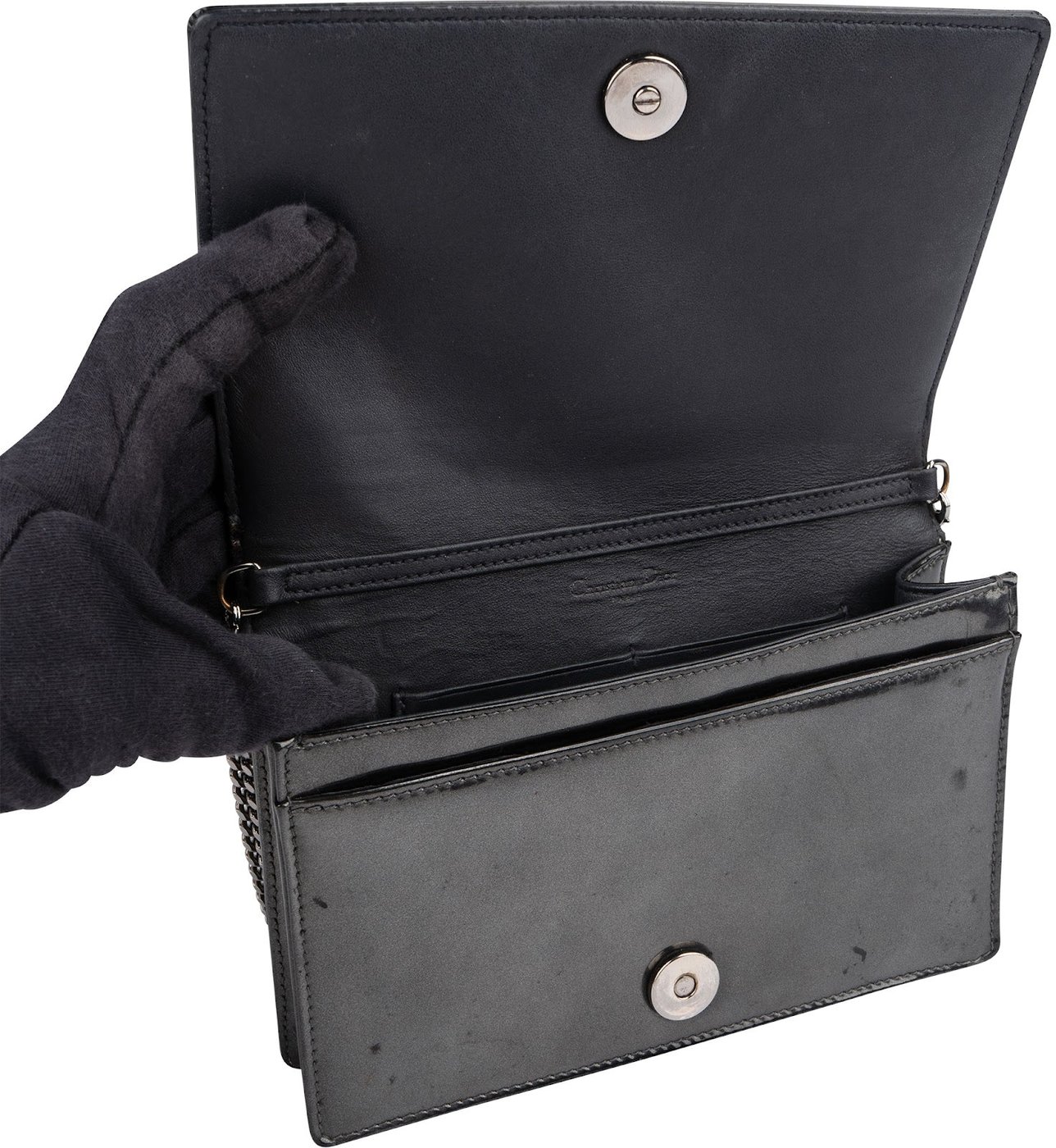 Christian Dior Patent Micro-Cannage Leather Diorama Wallet On Chain Crossbody Bag