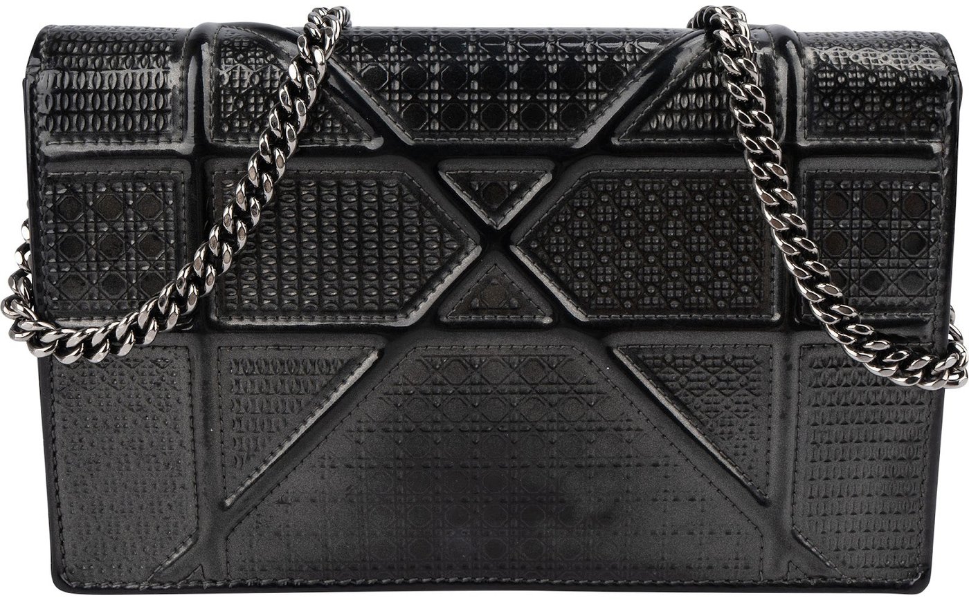 Christian Dior Patent Micro-Cannage Leather Diorama Wallet On Chain Crossbody Bag