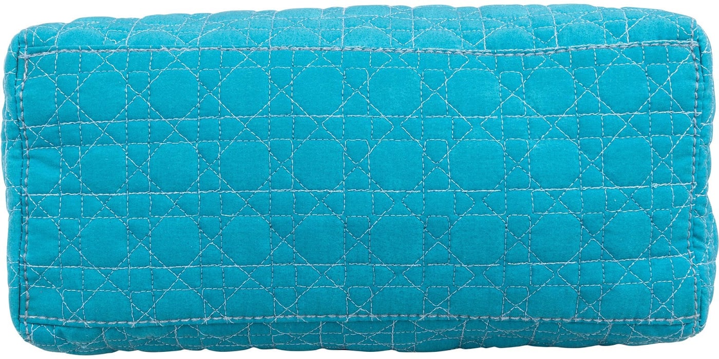Christian Dior Turquoise Quilted Cannage Nylon Small Lady Dior Handbag