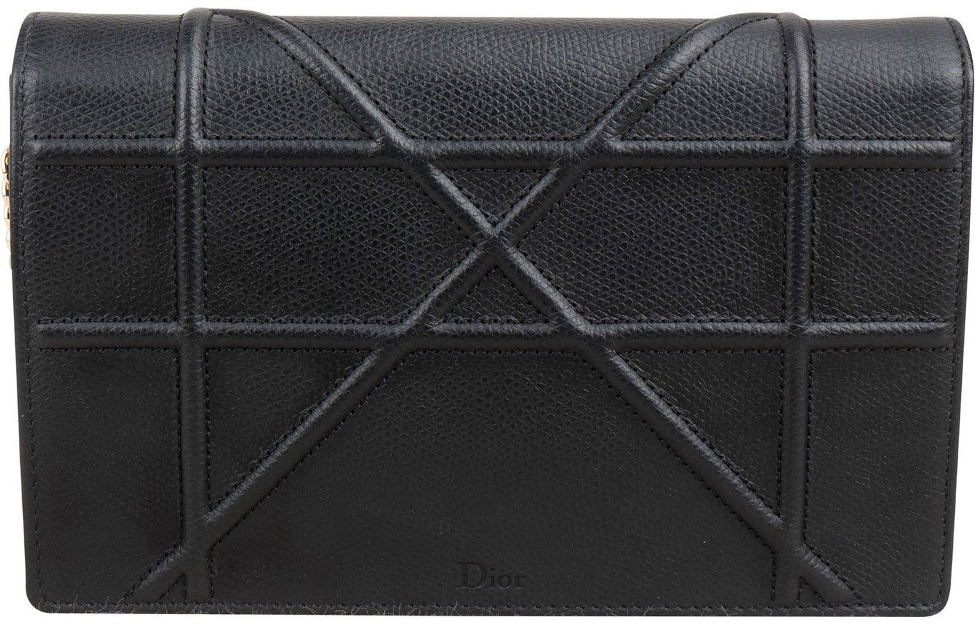 Christian Dior Grained Calfskin Diorama Wallet On Chain Crossbody Bag